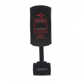 2× USB zásuvka ROCKER s červeným podsvícením - 12/24 V